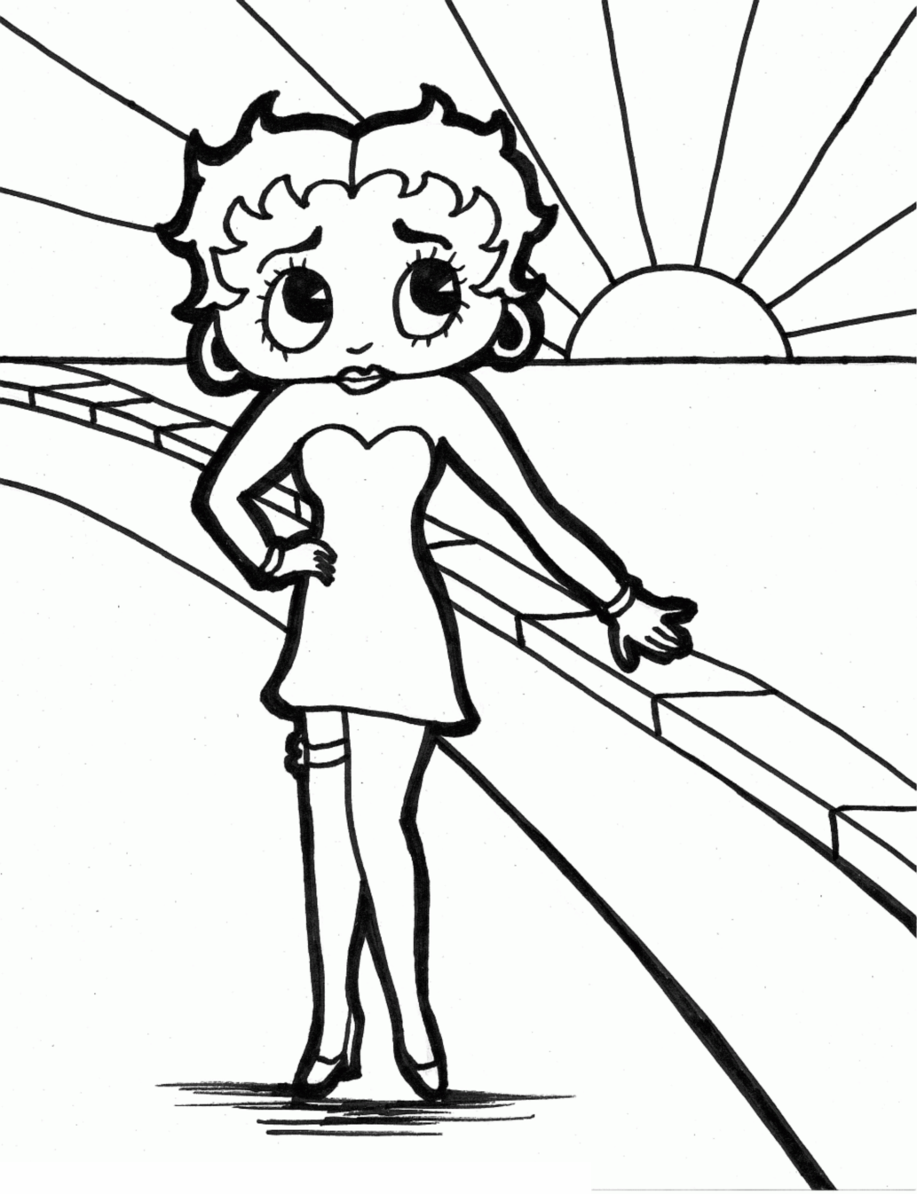 适合儿童和小学生的 ベティ・ブープ 着色页 (子ども用印刷ぬりえ:ベティ・ブープ)
