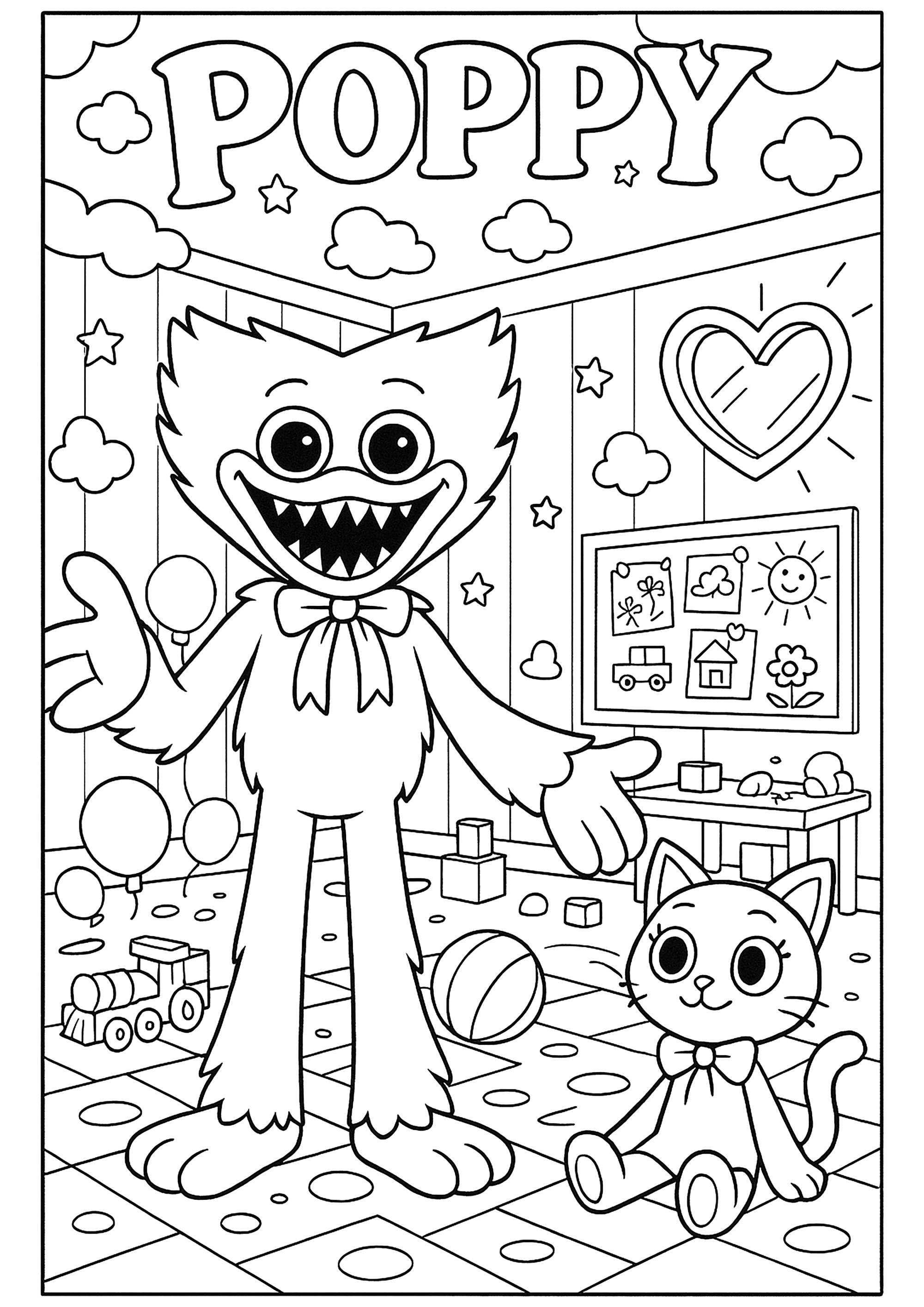 可笑な生き物 (子ども用印刷ぬりえ:ポピープレイタイム)