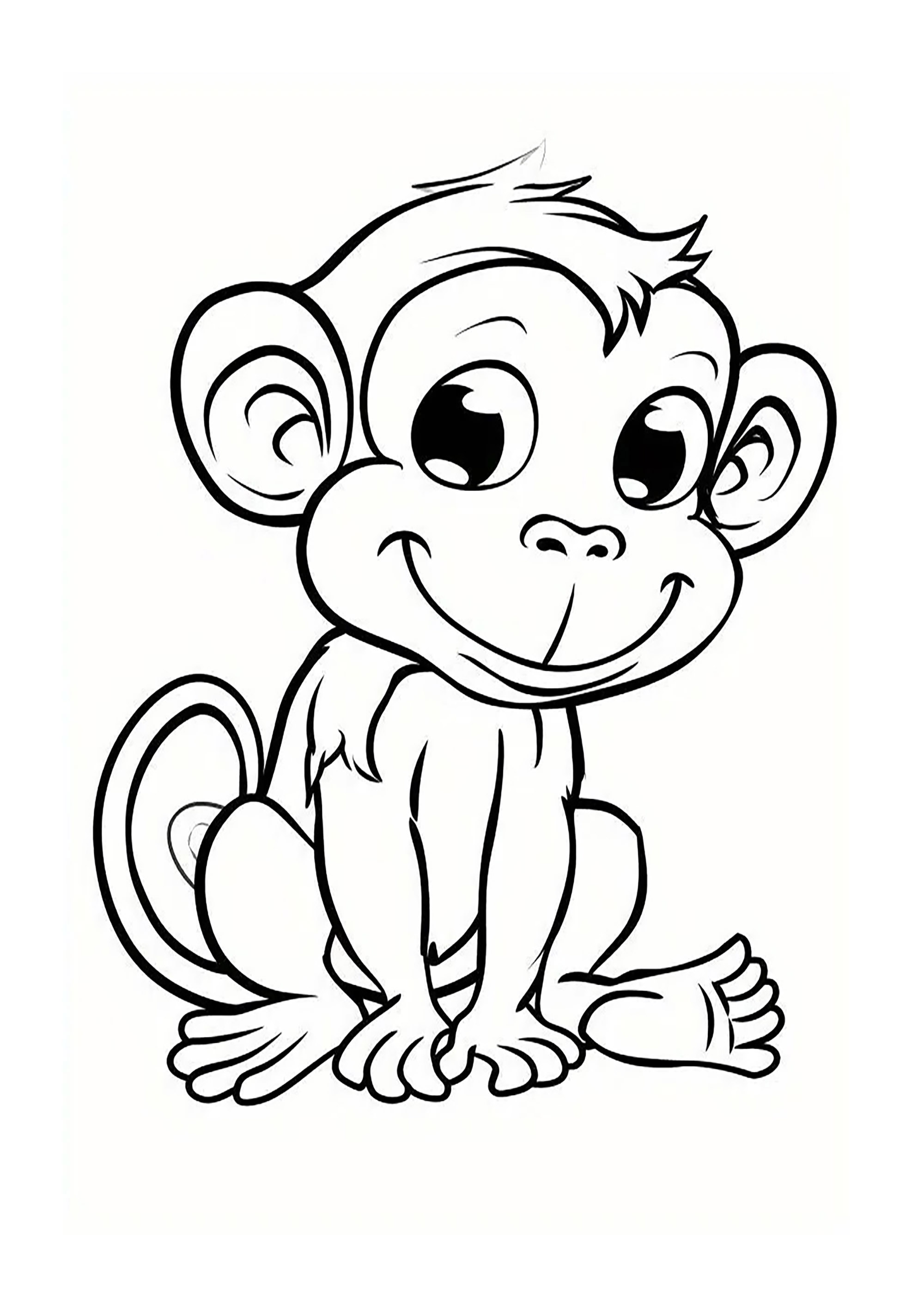 いたずらっぽい目をしたサル (子ども用印刷ぬりえ:モンキー)