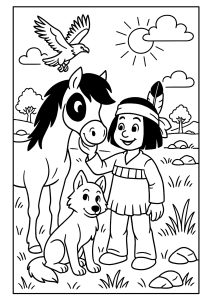 子ども用印刷ぬりえページ：ヤカリ