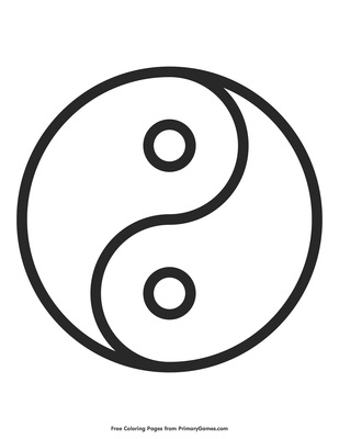 陰と陽のシンボルの簡単な塗り絵 (子ども用印刷ぬりえ:仏教)