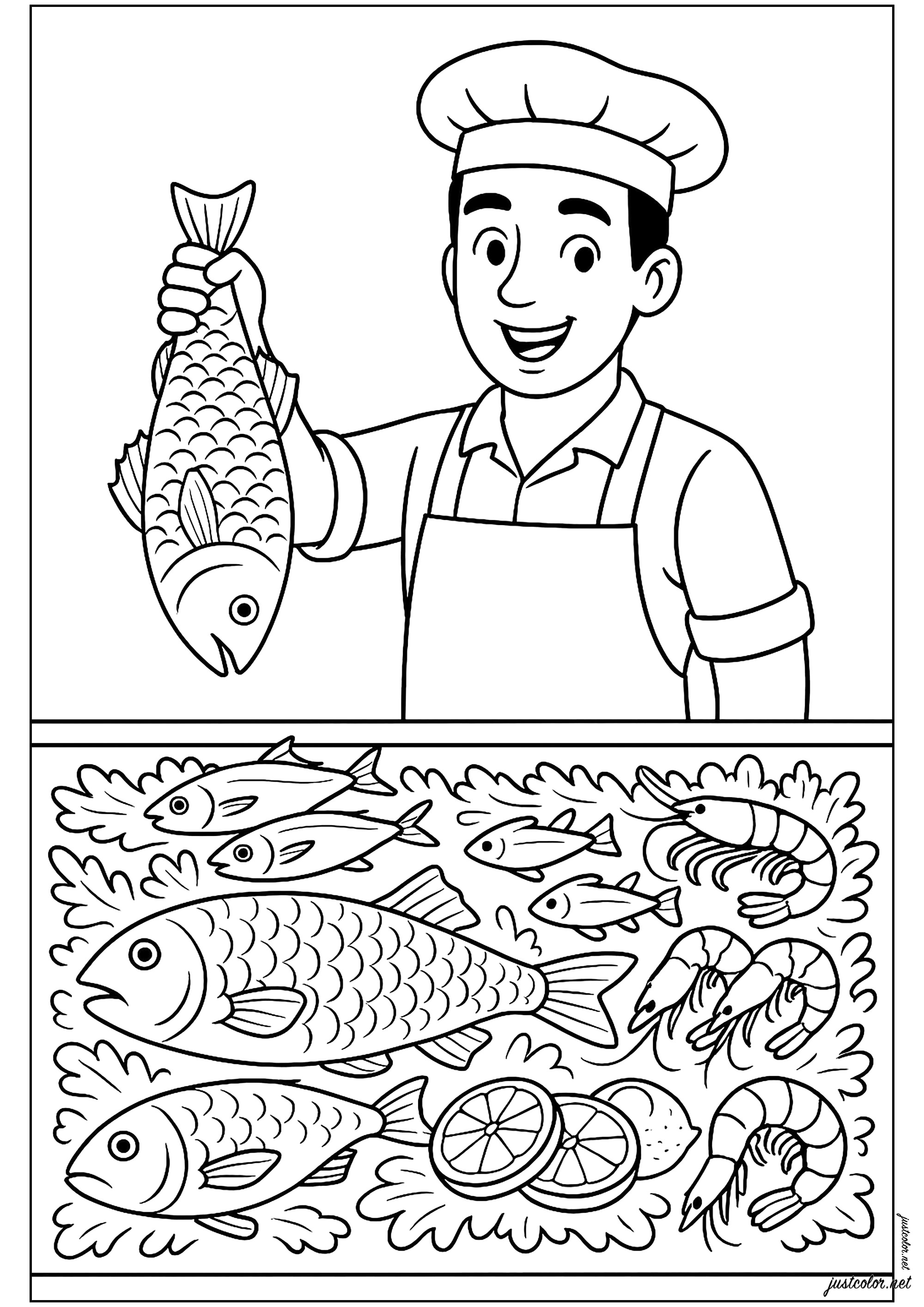 Poissonnier (子ども用印刷ぬりえ：仕事)