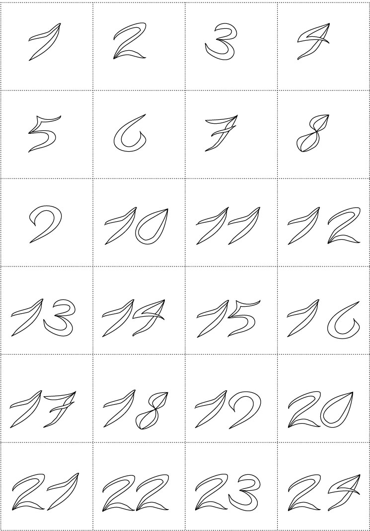 适合儿童和小学生的 数字 着色页 (子ども用印刷ぬりえ:数字)