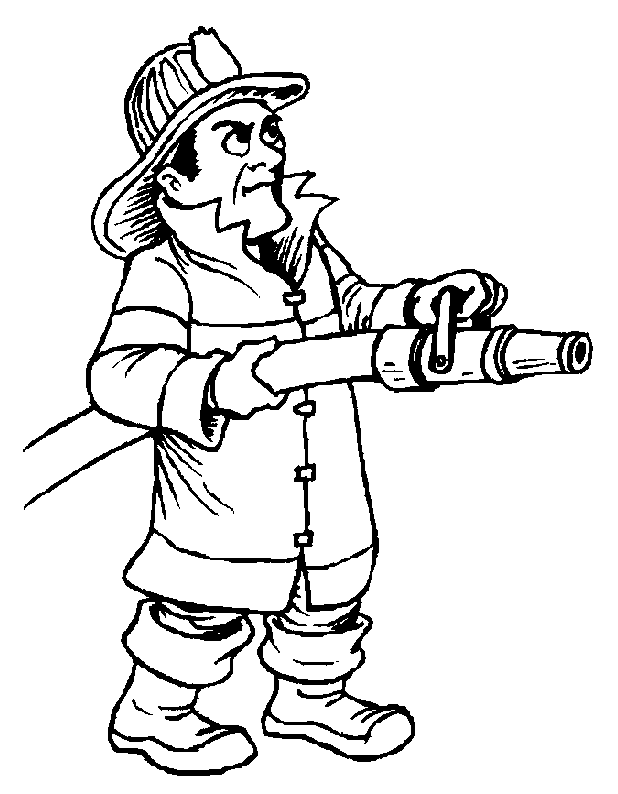 消防士の画像を印刷して塗り絵 (子ども用印刷ぬりえ：消防士)