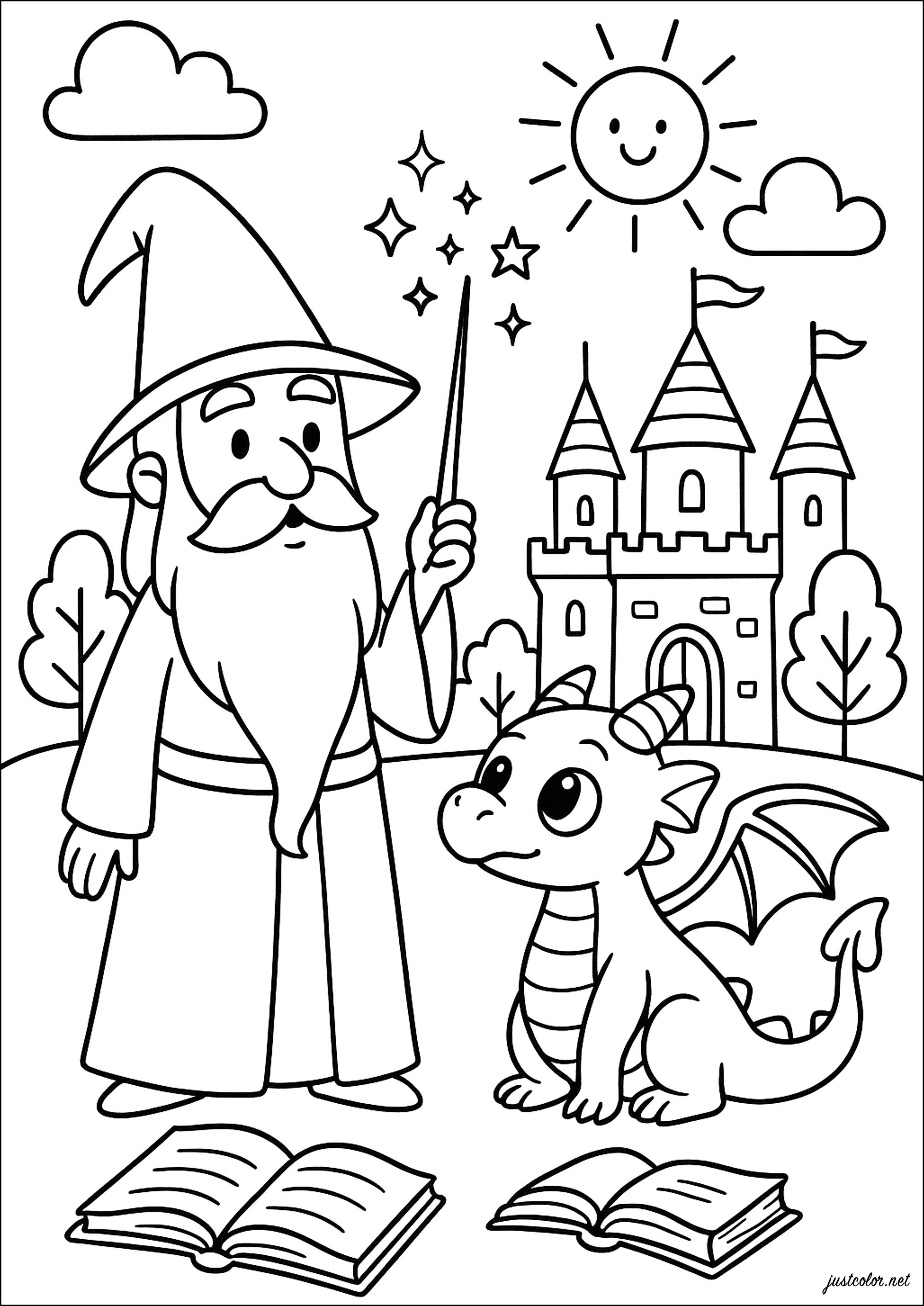 子供が塗るための魔法使いぬりえ (魔法使い)