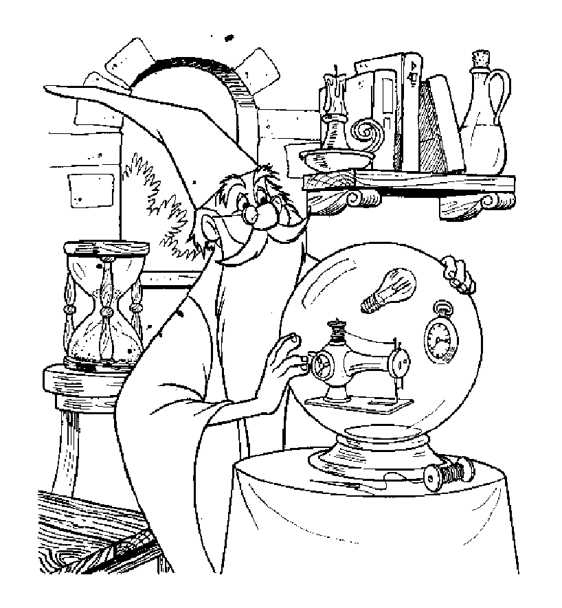 メルリンの魔法使いの塗り絵、子供向け (子ども用印刷ぬりえ：魔法使いマーリン)