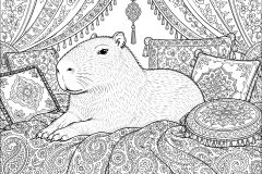 複雑なぬりえページ Capybara 大人向け印刷用