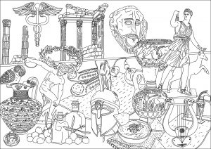 ギリシャの象徴 (ぬりえ 古代ギリシャ 印刷用)