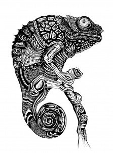 無料でダウンロードできる動物のぬりえイラスト (ぬりえ Images tagged "cameleon" 印刷用)