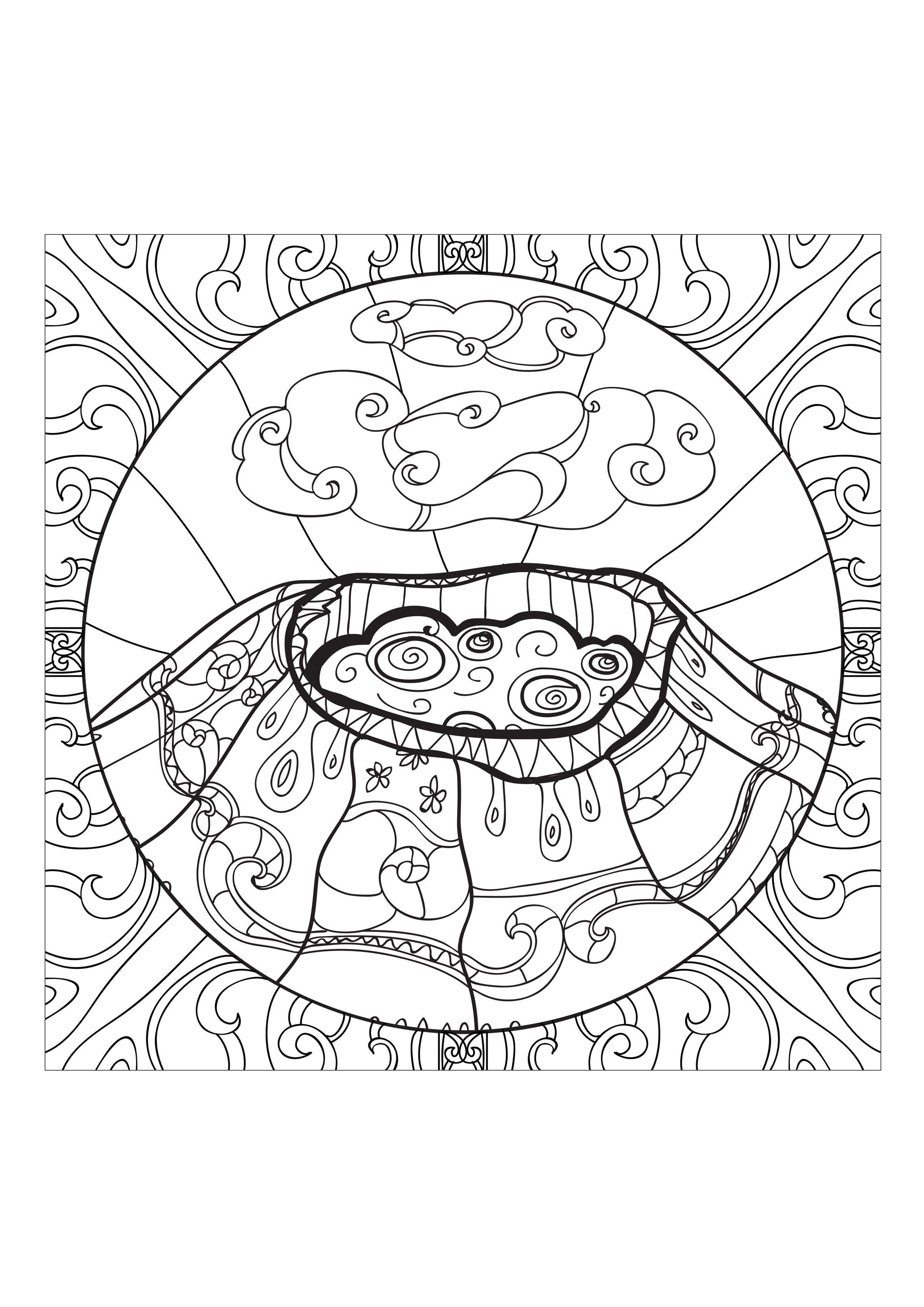 無料で抗ストレス / 禅の子ども向けぬりえイラスト (抗ストレス / 禅)