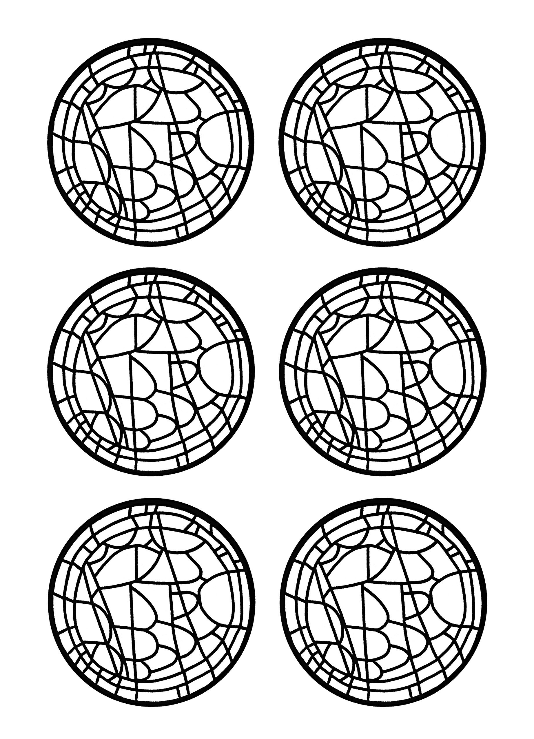 現代的な小さなステンドグラスから生まれたアンチストレス塗り絵 (ぬりえ 抗ストレス / 禅 大人向け印刷用)