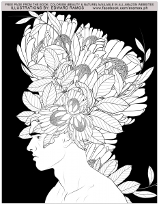 印刷して塗れるシンプルな抗ストレス / 禅のぬりえイラスト (ぬりえ Edward Ramos 印刷用)