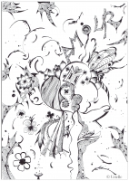 無料で印刷できる抗ストレス / 禅のぬりえイラスト (ぬりえ Urielle 印刷用)
