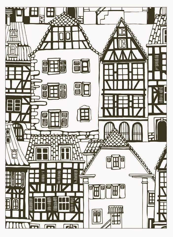子ども向け無料の建築と家のぬりえイラスト (建築と家)