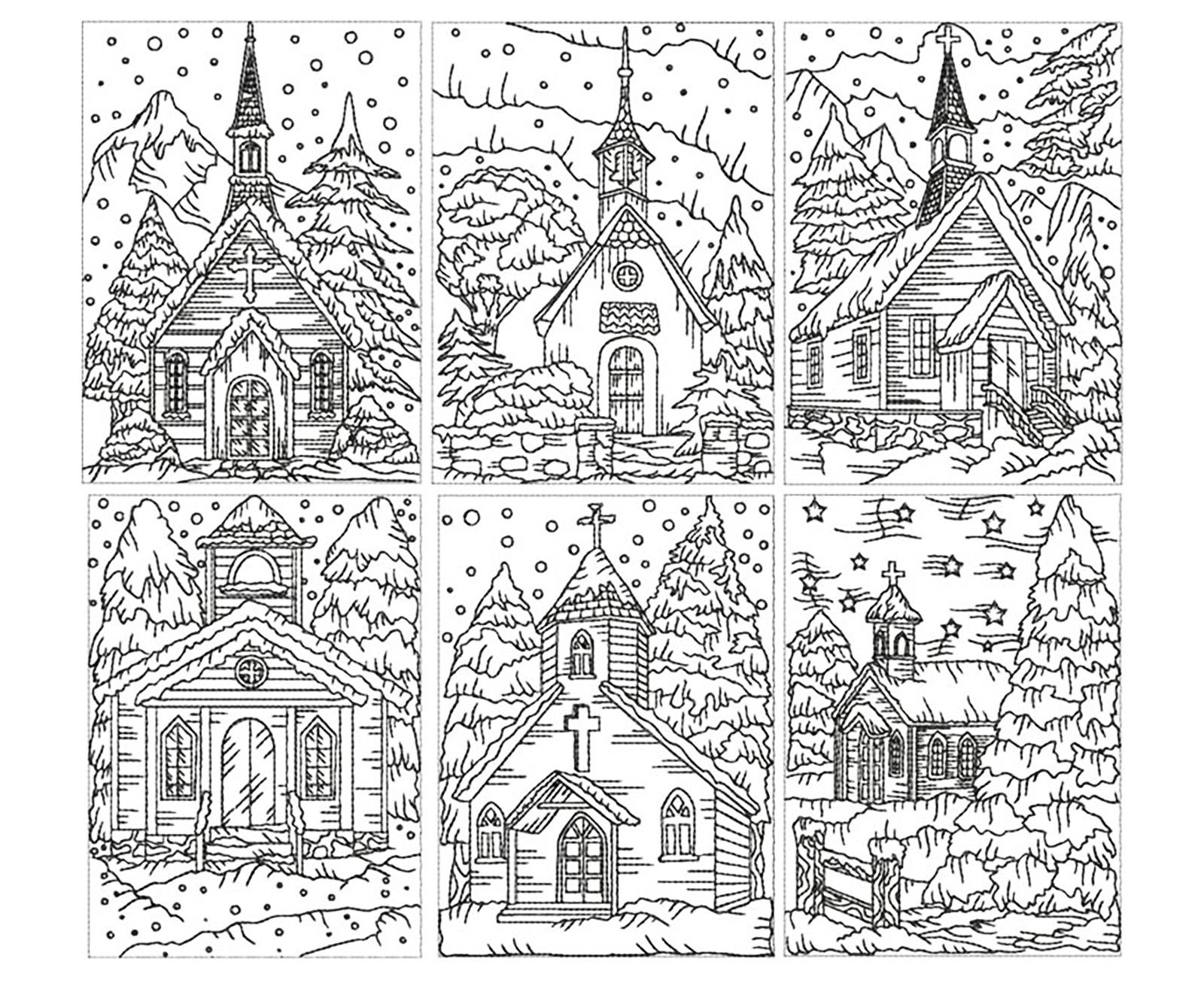 印刷して塗れるシンプルな建築と家のぬりえイラスト (建築と家)
