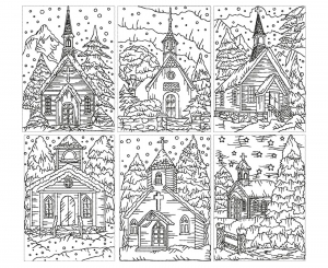 印刷して塗れるシンプルな建築と家のぬりえイラスト (ぬりえ 建築と家 印刷用)