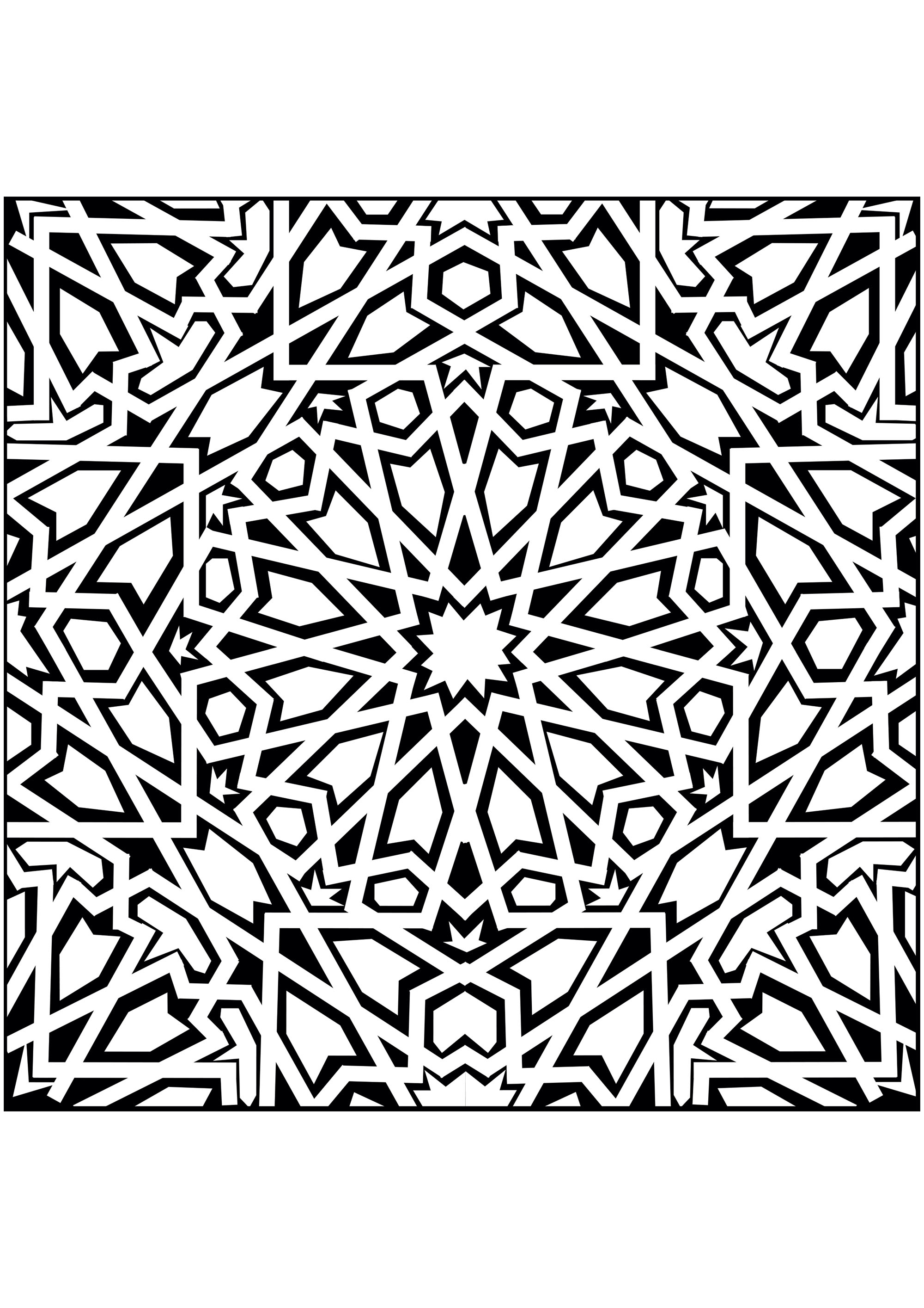 リスボンで見られるオリジナルのアズレージョをベクター化 (ぬりえ Azulejos 大人向け印刷用)
