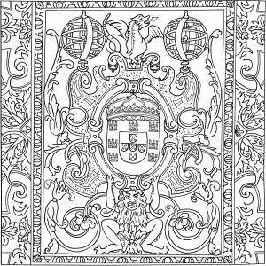 17世紀のアズレージョ（ポルトガル、シントラ） (ぬりえ Azulejos 印刷用)