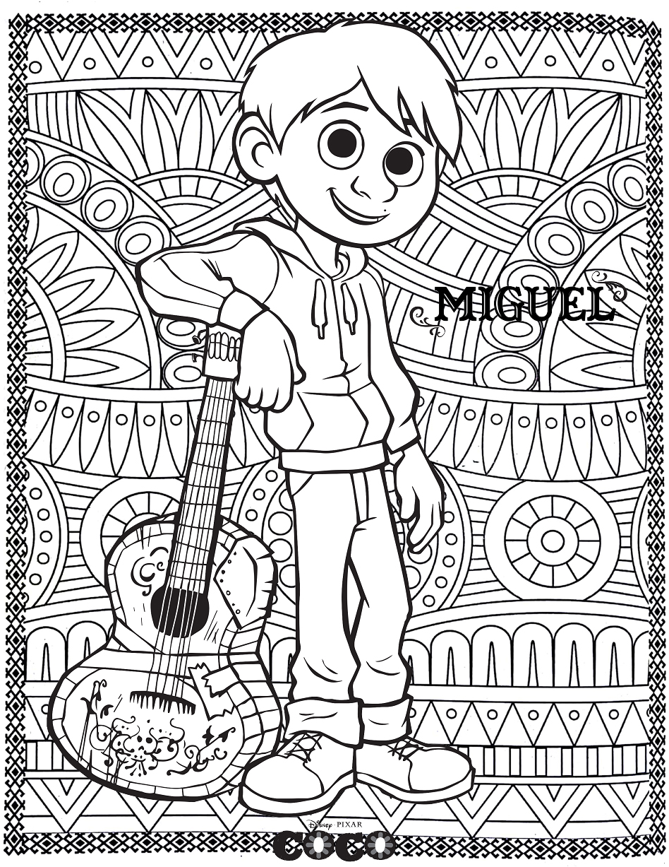 ココ:ミゲル (ぬりえ 童心に返る 大人向け印刷用)