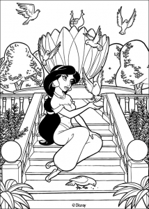 美しいジャスミン（アラジン） (ぬりえ 童心に返る 印刷用)