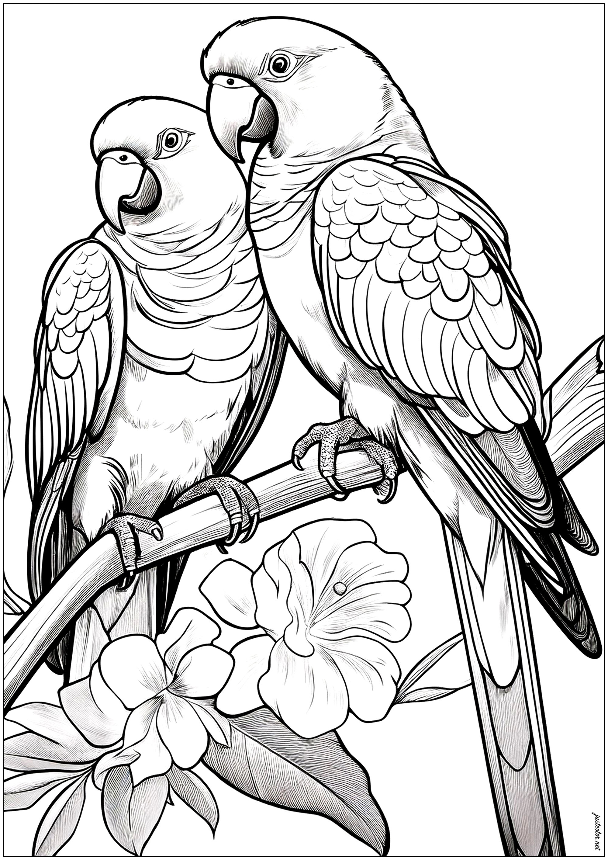 印刷して塗れるシンプルな鳥のぬりえイラスト (鳥)