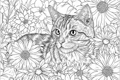複雑なぬりえページ 猫 大人向け印刷用