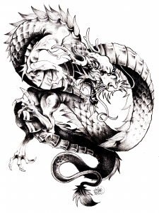 恐ろしい中国の龍 (ぬりえ 中国とアジア 印刷用)