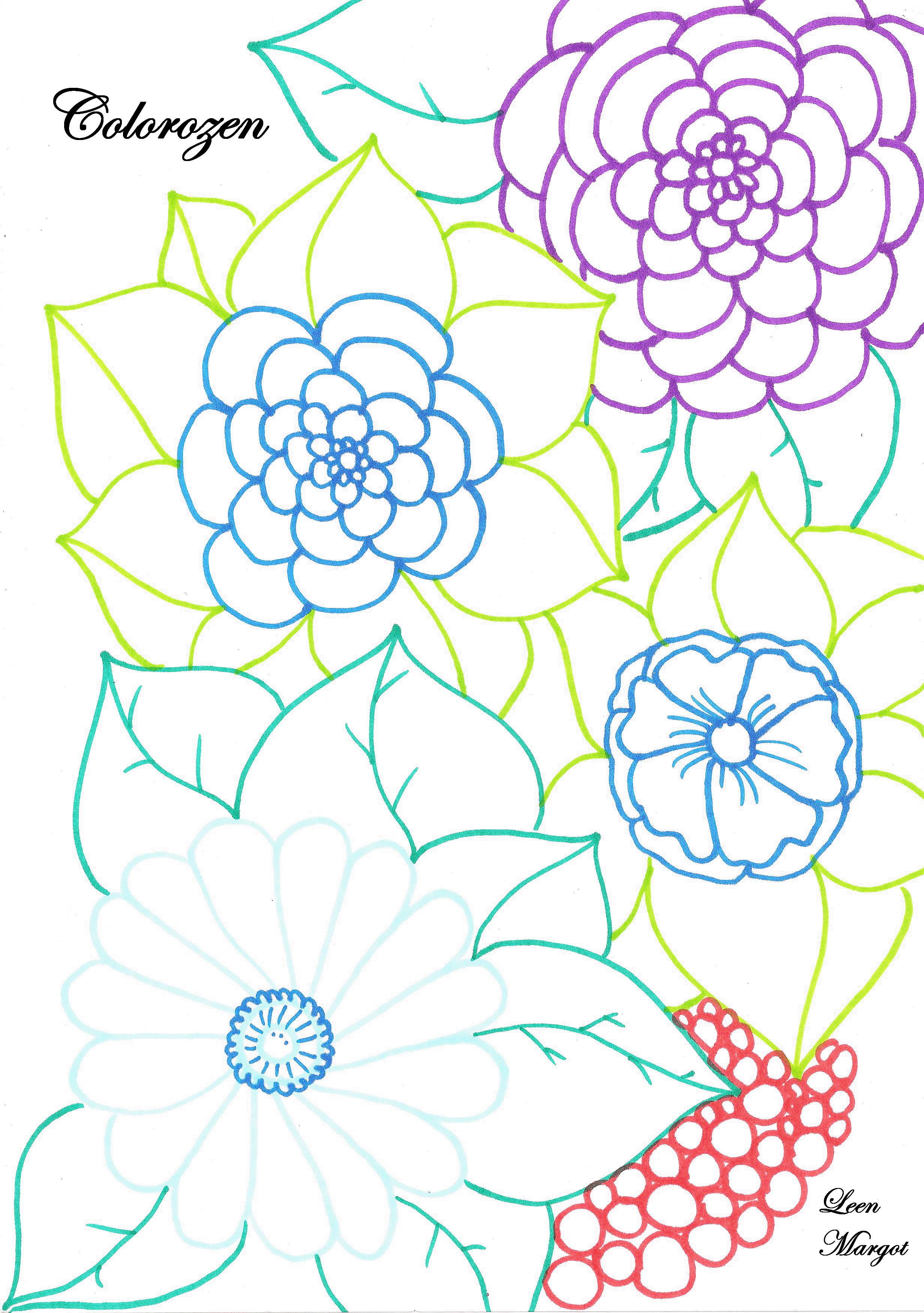 面倒なし！線を描くのに使われた色に合わせて色を選んでください (複雑なぬりえ カラーゼン 大人向け印刷用)