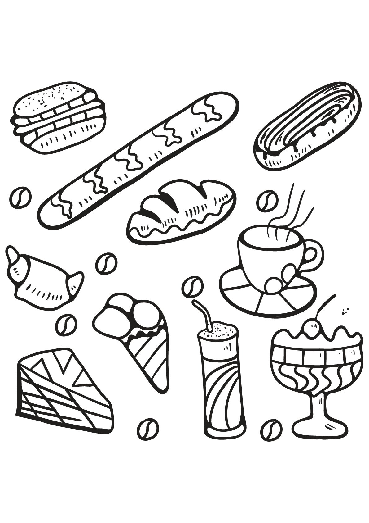 カップケーキの子ども向けぬりえイラスト (カップケーキ)