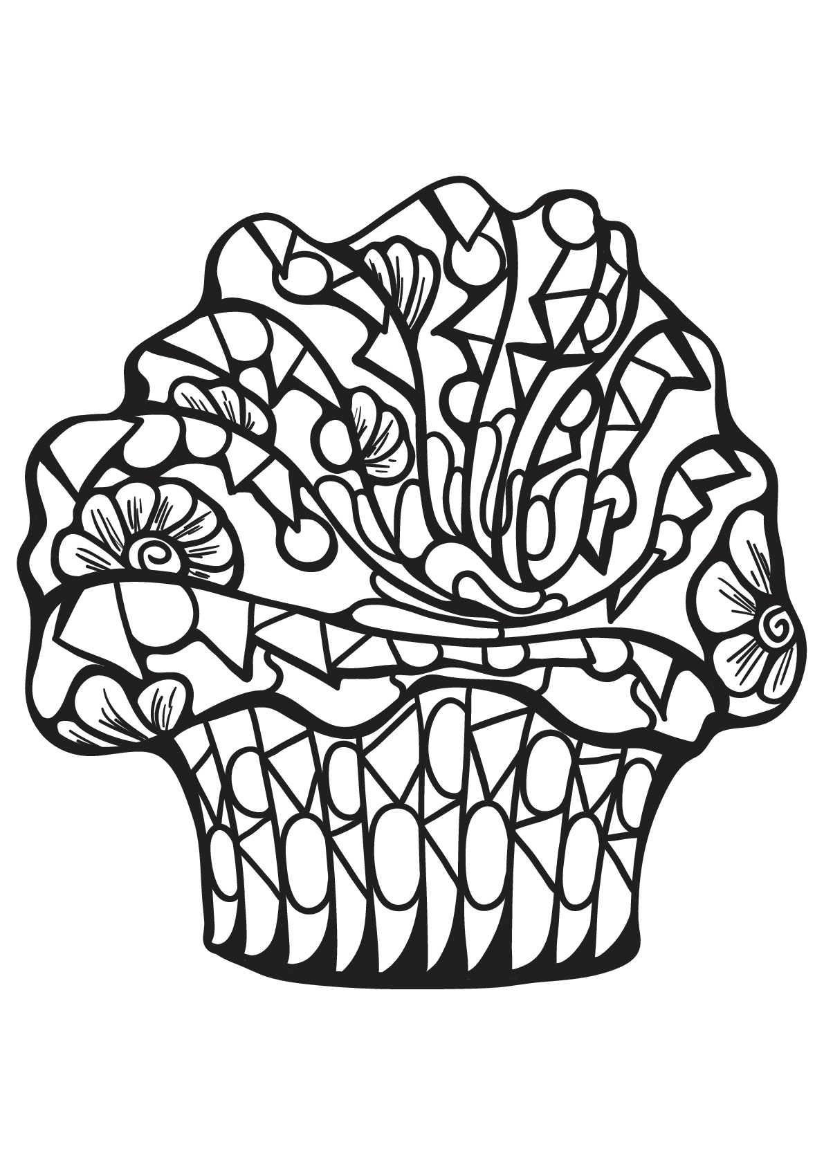 無料でダウンロードできるカップケーキのぬりえイラスト (カップケーキ)