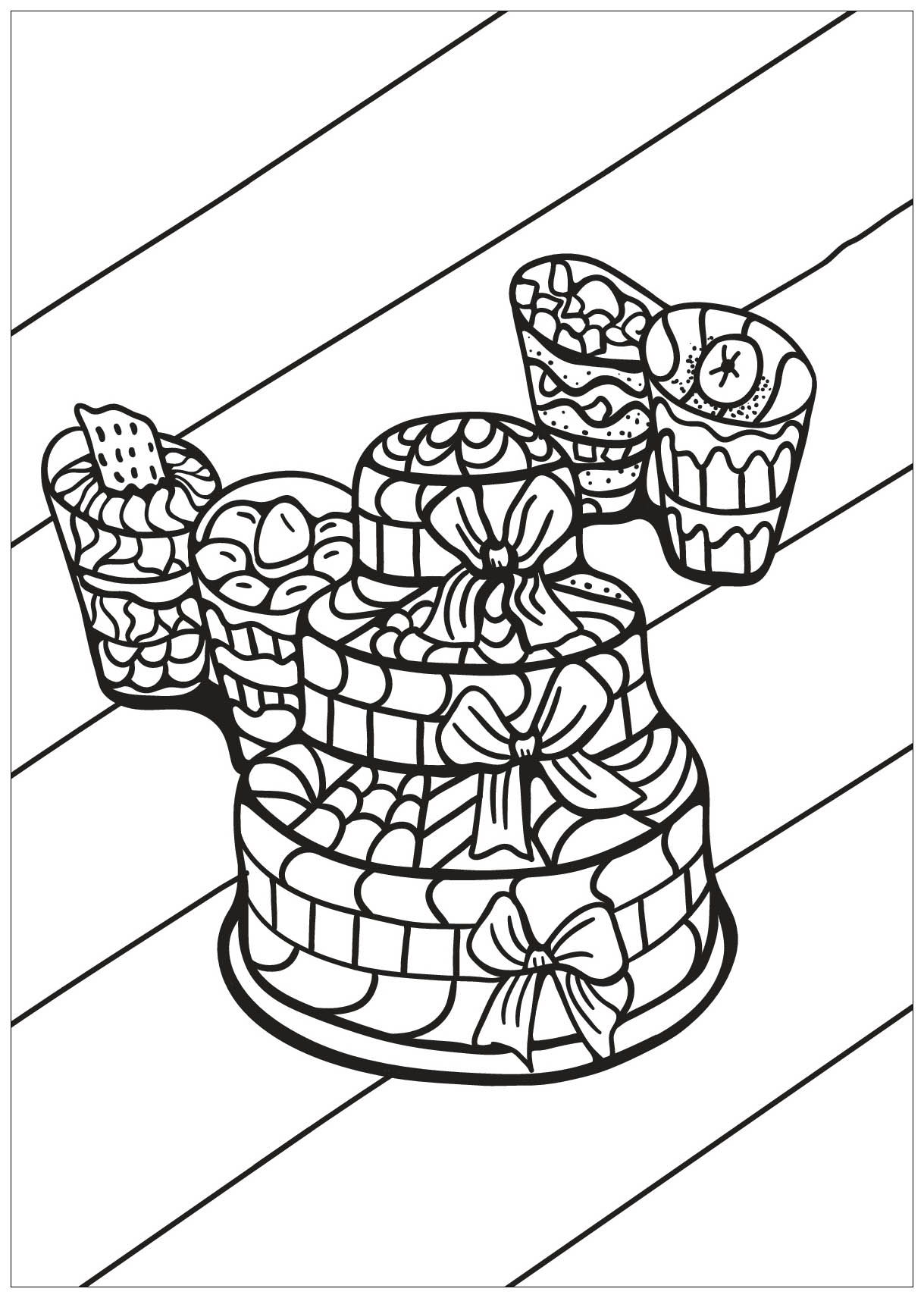 ダウンロード用のカップケーキのぬりえイラスト (カップケーキ)
