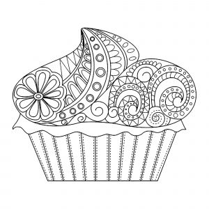 無料の子ども向けカップケーキのぬりえイラスト (ぬりえ カップケーキ 印刷用)