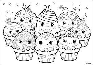 かわいいカップケーキ (ぬりえ カップケーキ 印刷用)