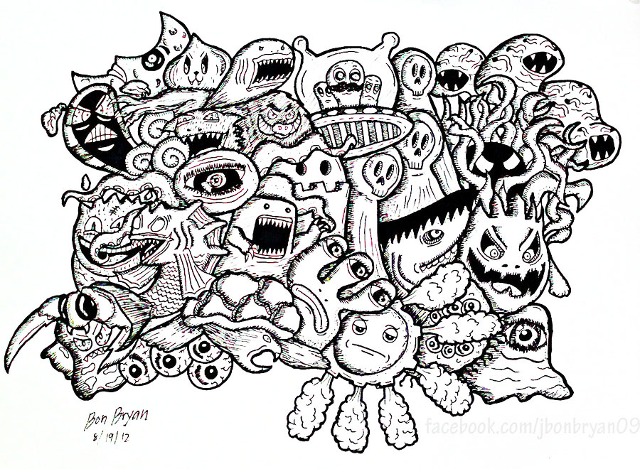 ダウンロード用の落書きアート / 落書きのぬりえイラスト (落書きアート / 落書き)