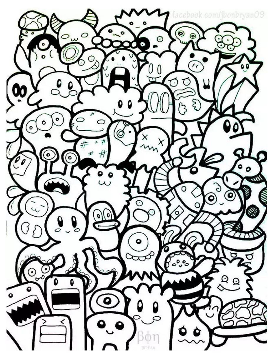 無料で印刷して塗れる落書きアート / 落書きのぬりえイラスト (落書きアート / 落書き)