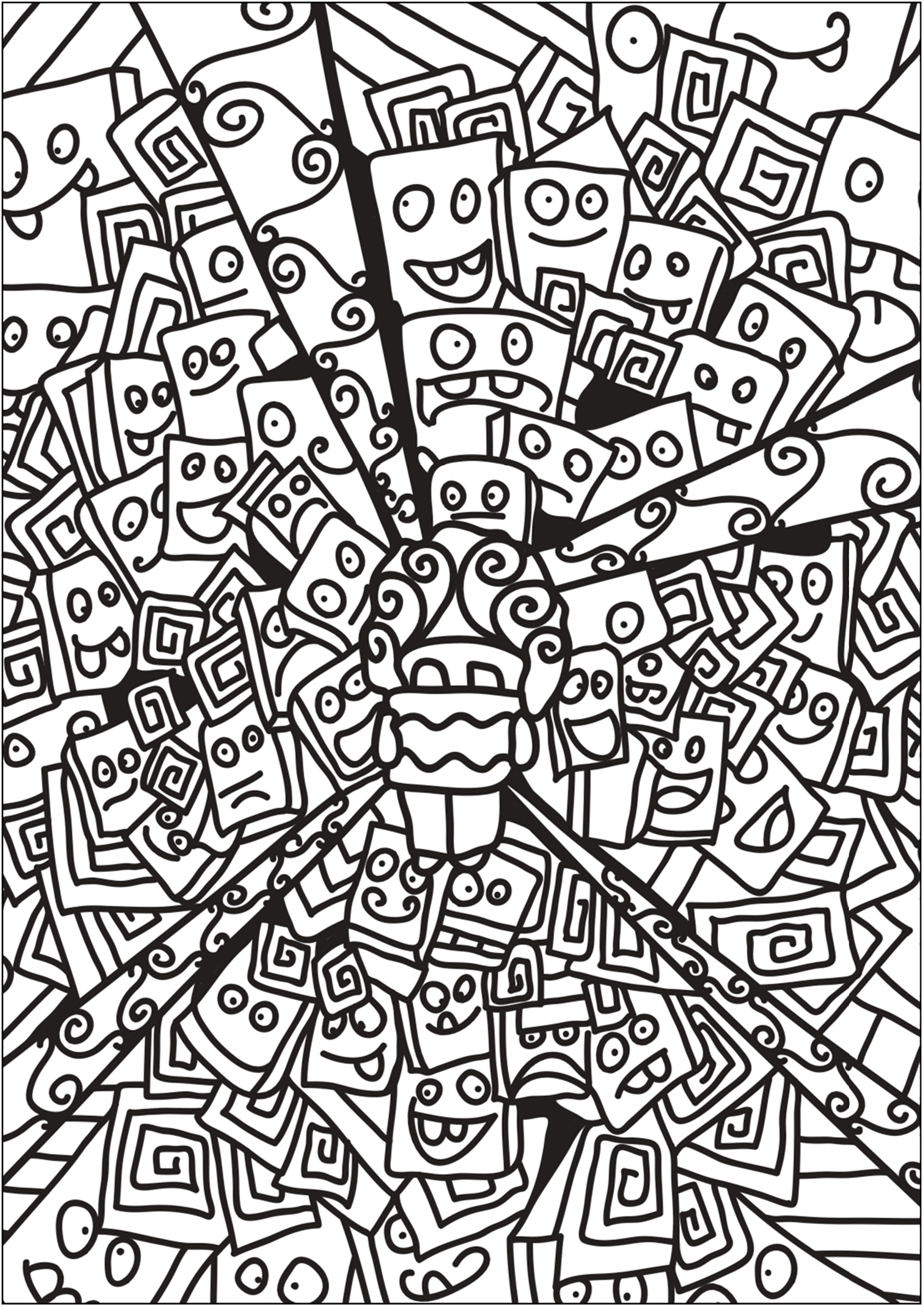 落書きロボット (ぬりえ 落書きアート / 落書き 大人向け印刷用)