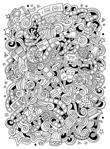 無料で印刷して塗れる落書きアート / 落書きのぬりえイラスト (ぬりえ 落書きアート / 落書き 印刷用)