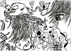 無料ダウンロード用の子ども向けシンプルな落書きアート / 落書きのぬりえイラスト (ぬりえ 落書きアート / 落書き 印刷用)