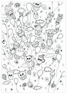印刷して塗れるシンプルな落書きアート / 落書きのぬりえイラスト (ぬりえ 落書きアート / 落書き 印刷用)