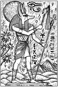 複雑なぬりえページ エジプトと象形文字 大人向け印刷用