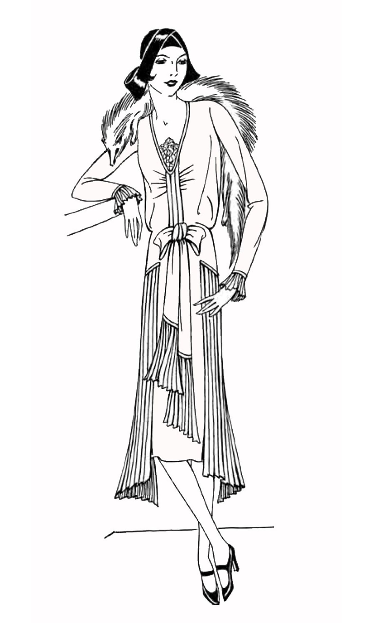 1930年代の女性服 (ぬりえ ロパ・イ・モーダ 大人向け印刷用)
