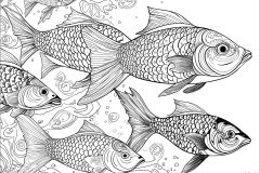 複雑なぬりえページ 魚類 大人向け印刷用