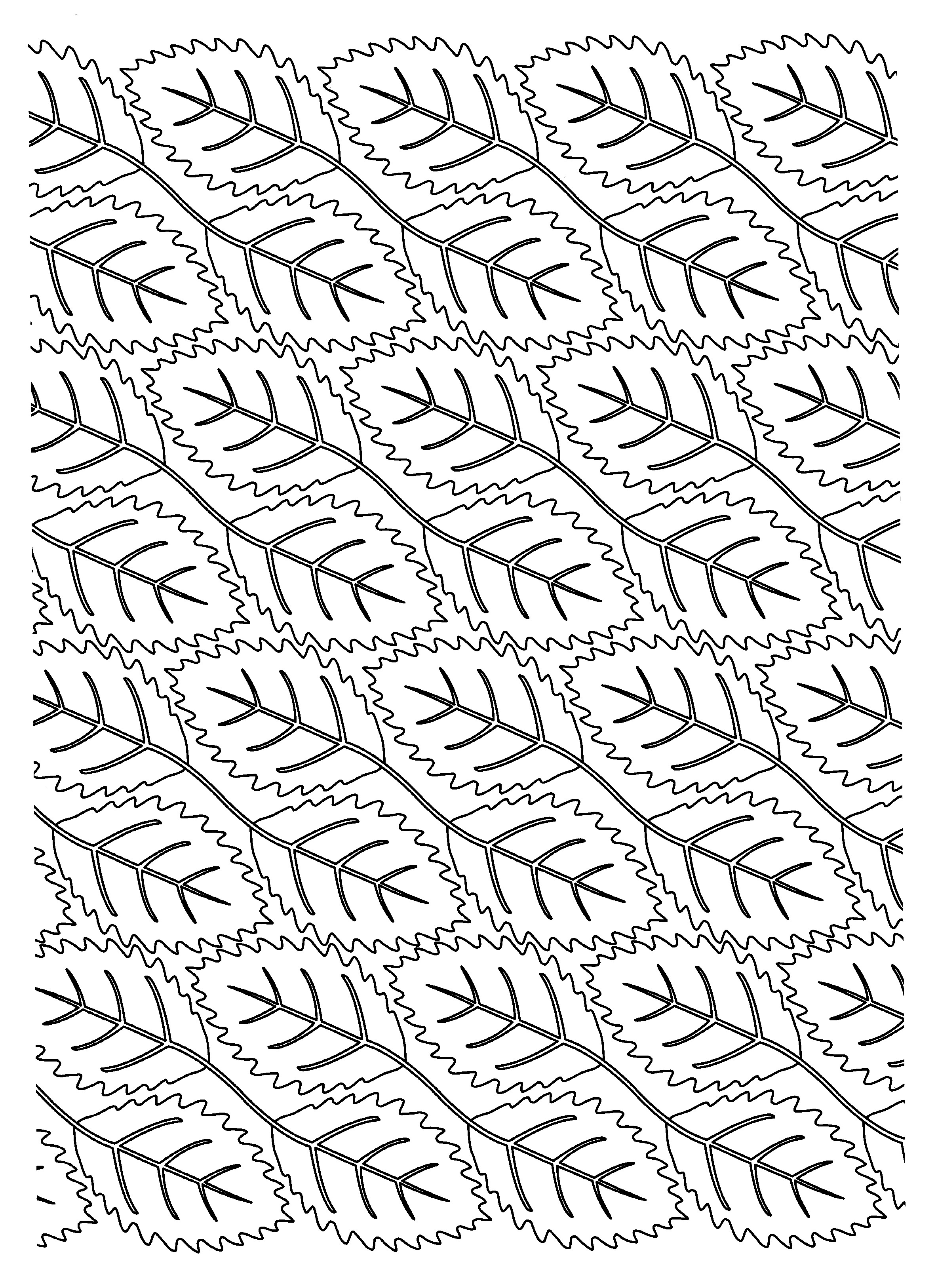 無料でダウンロードできる花と植物のぬりえイラスト - 複雑なぬりえページ 花と植物 印刷用, image size:2364x3253