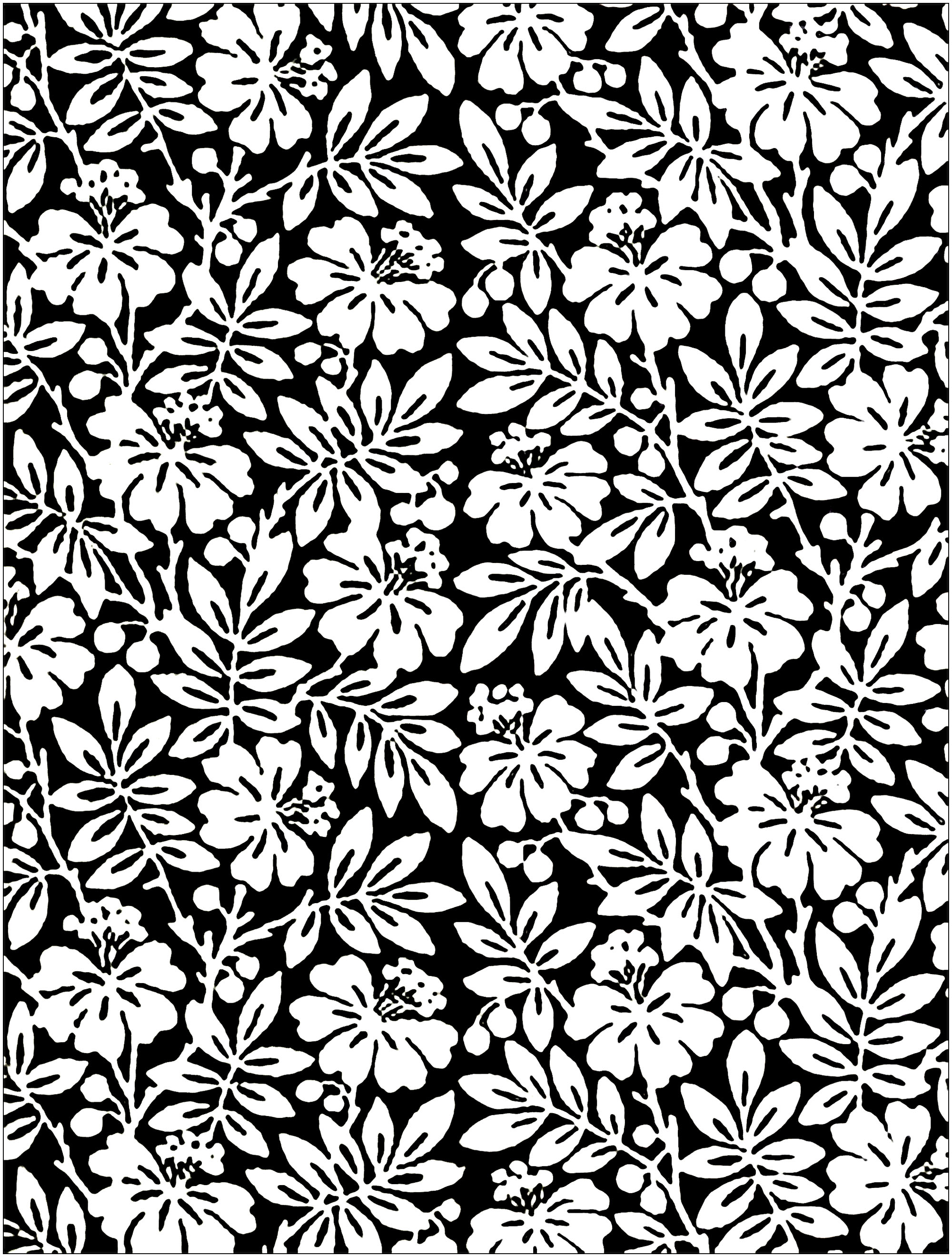 花と植物の子ども向けぬりえイラスト (花と植物)