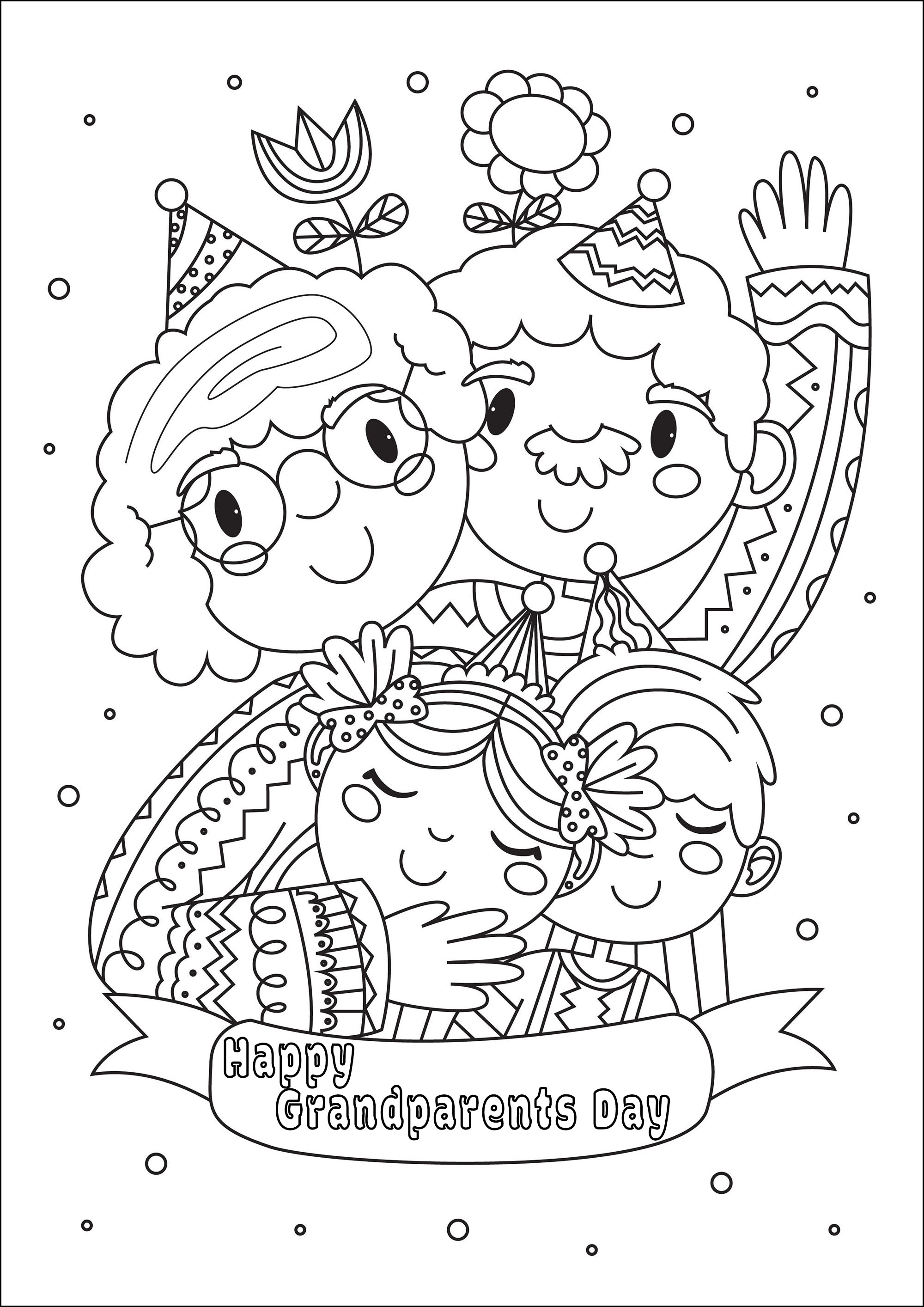 子ども向けGrandparents Dayのぬりえイラスト (Gaelle Picard)