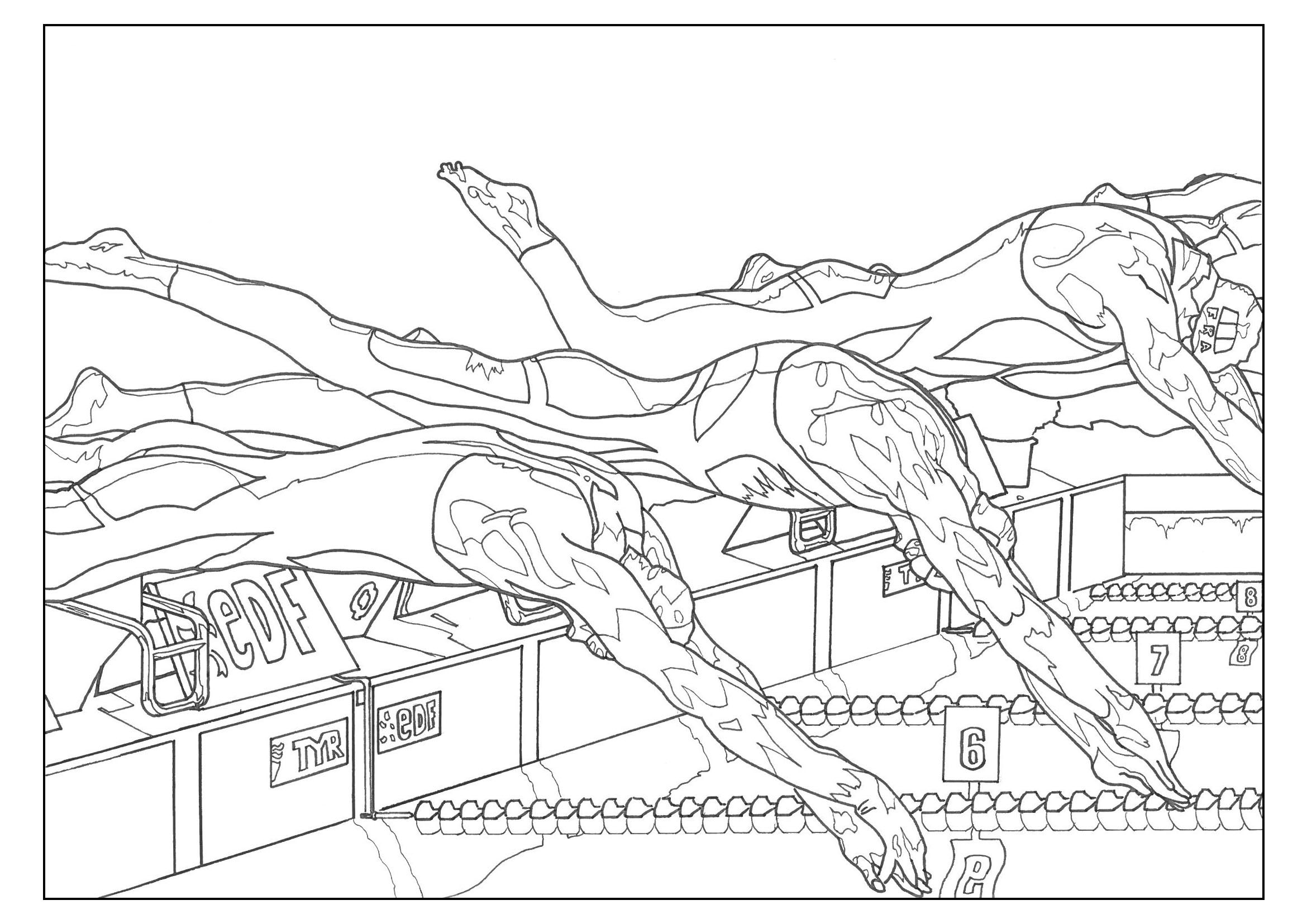 子供向けスポーツぬりえ：水泳 (Sport Coloring pages for kids)