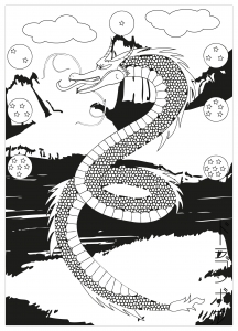 ドラゴンボールの神龍 (ぬりえ マンガ 印刷用)