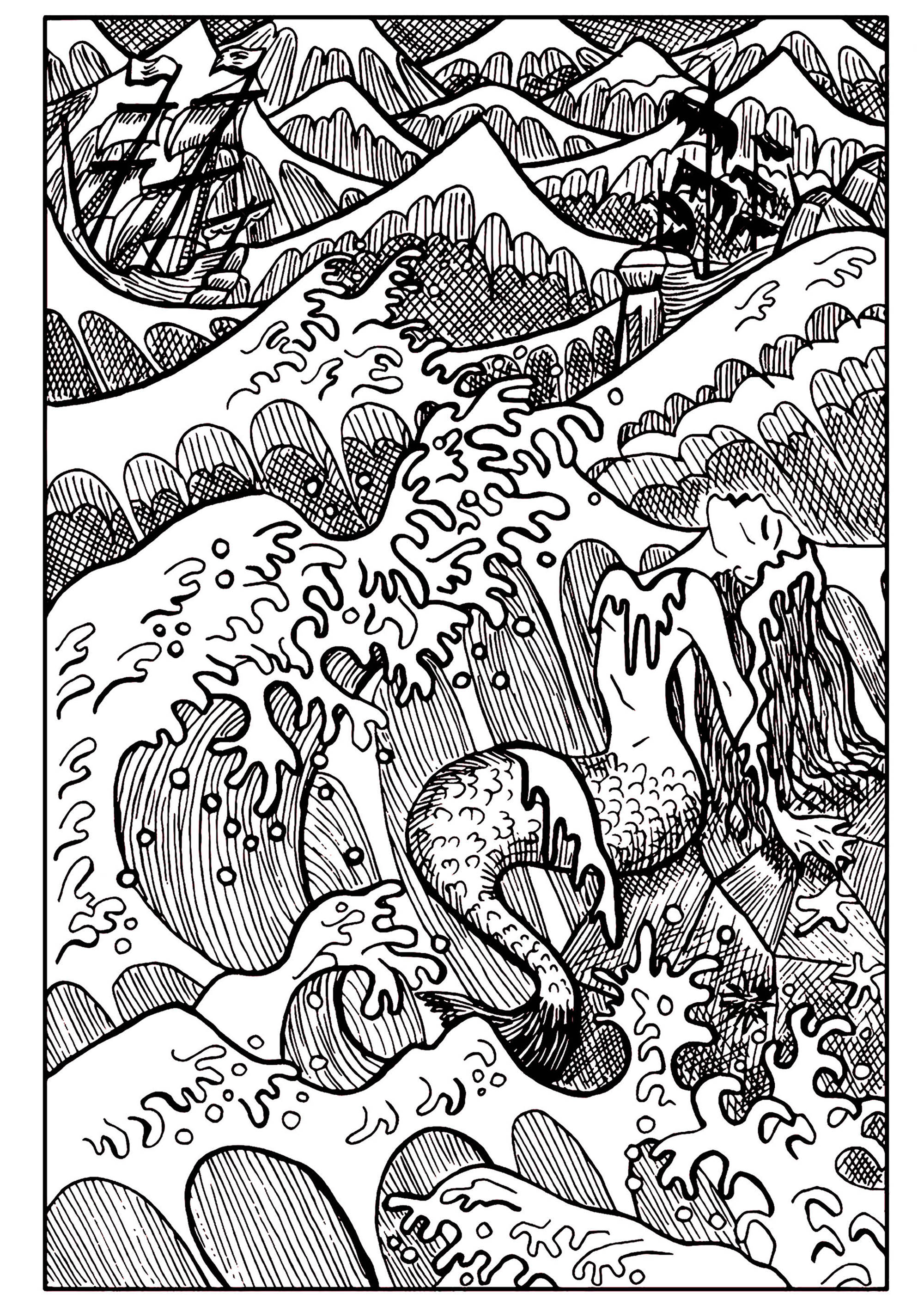 ダウンロード用の人魚のぬりえイラスト (人魚)