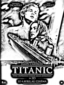 ドラマチックでクラシックな映画、『タイタニック』 (ぬりえ 映画のポスター 印刷用)