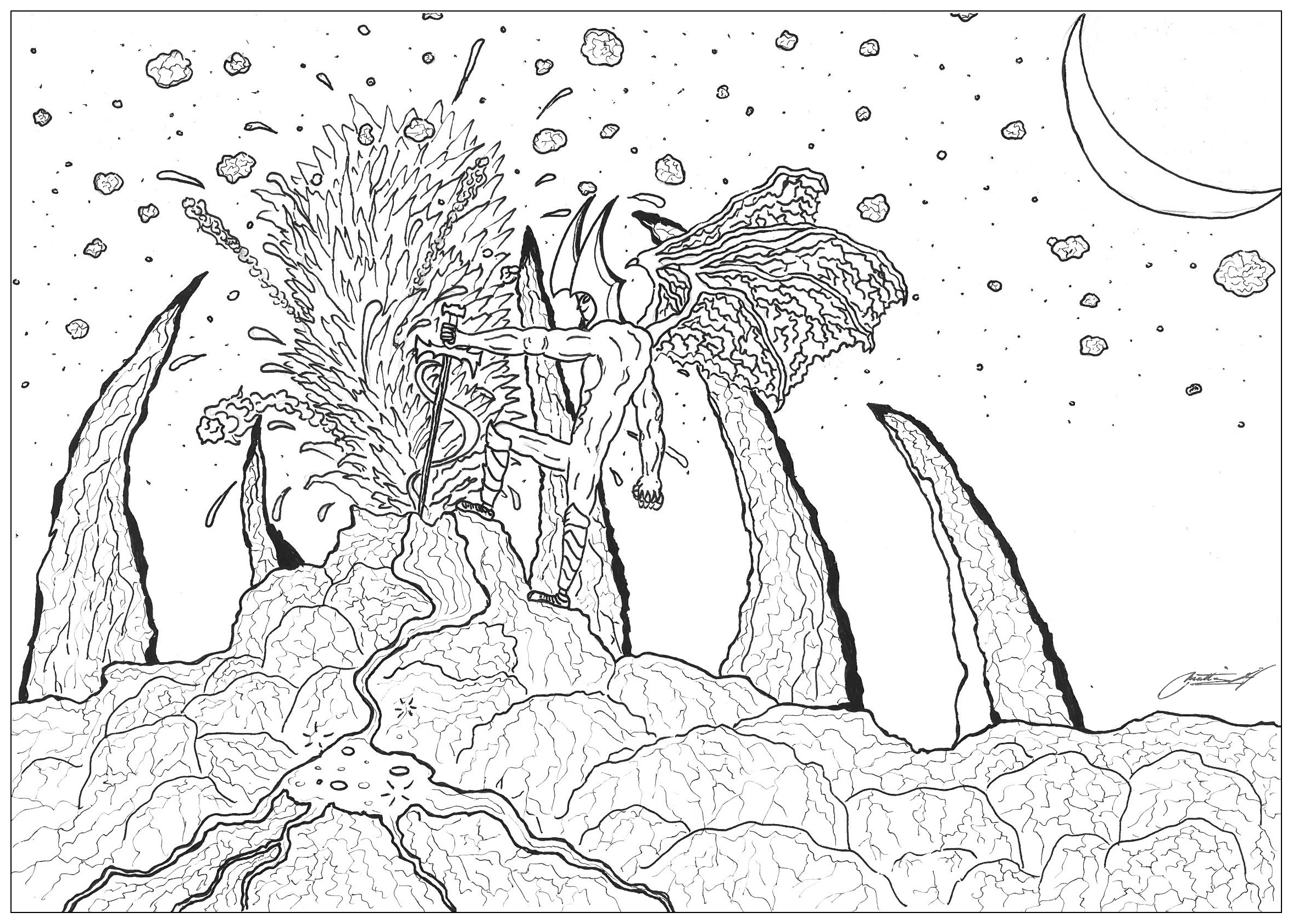 無料ダウンロード用の子ども向けシンプルな神話と伝説のぬりえイラスト (神話と伝説)